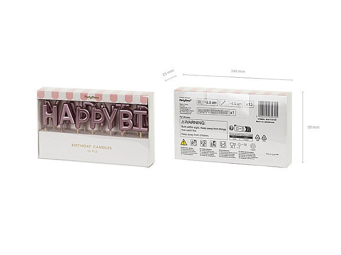 PD LUMANARI TORT Happy Birthday, rose-gold, 2.5cm 13 litere SCS-13-019R [2]