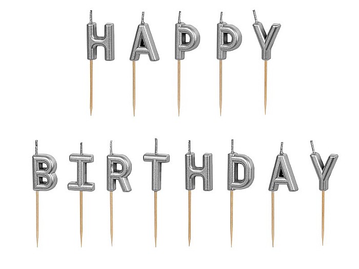 PD LUMANARI TORT Happy Birthday, silver, 2.5cm 13 litere SCS-13-018 [1]
