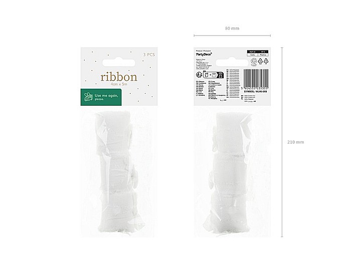 PD BANDA CHIFFON Ribbon chiffon, white, 40mm/5m 3/set WJ40-008 [3]