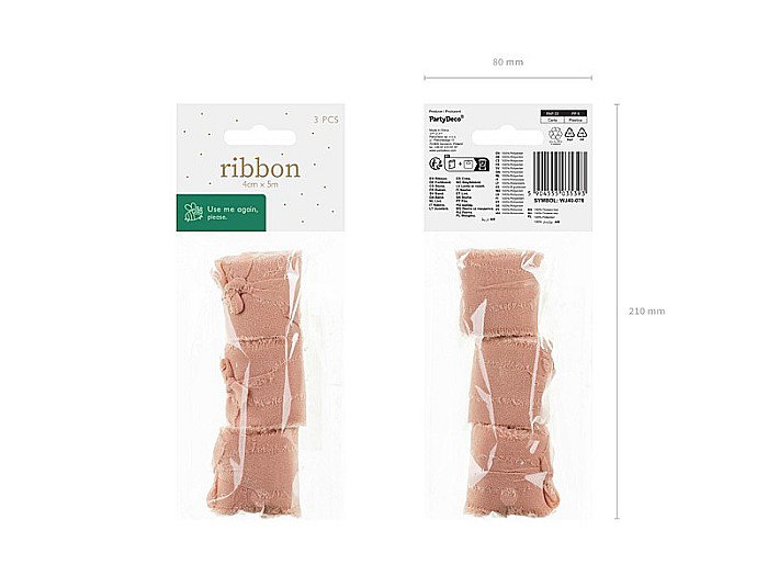 PD BANDA CHIFFON Ribbon chiffon, salmon, 40mm/5m 3/set WJ40-076 [3]