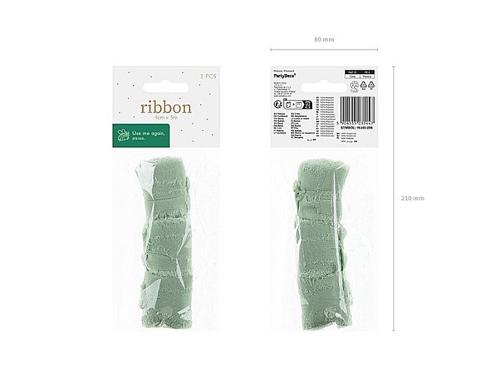 PD BANDA CHIFFON Ribbon chiffon, pistachio, 40mm/5m 3/set WJ40-096 [3]