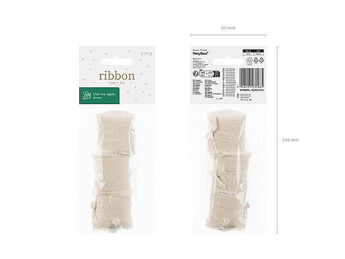 PD BANDA CHIFFON Ribbon chiffon, light beige, 40mm/5m 3/set WJ40-013J [3]