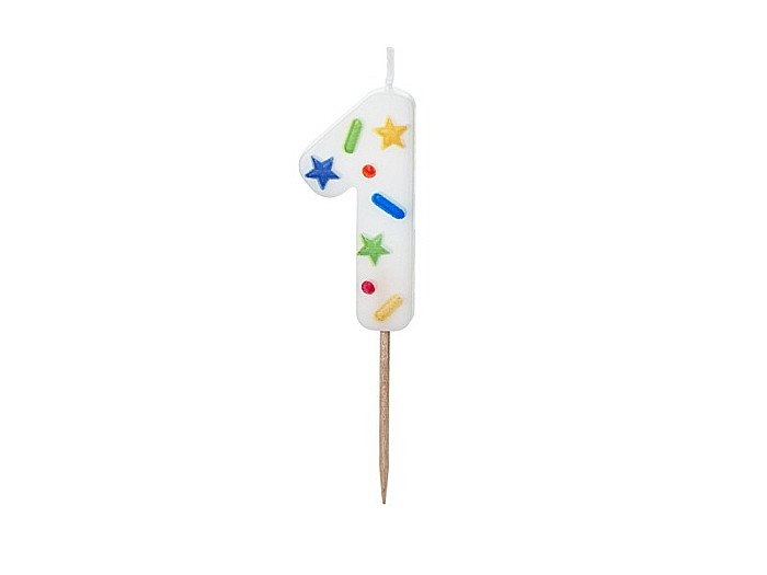 PD LUMANARI TORT Number 1, white confetti, 5.5cm SCU11-1 [1]
