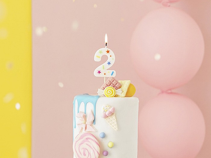 PD LUMANARI TORT Number 2, white confetti, 5.5cm SCU11-2 [2]