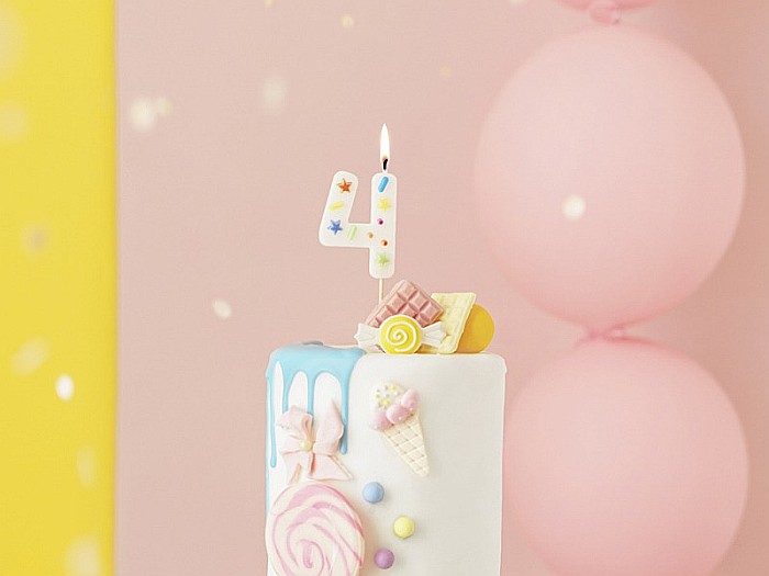 PD LUMANARI TORT Number 4, white confetti, 5.5cm SCU11-4 [2]