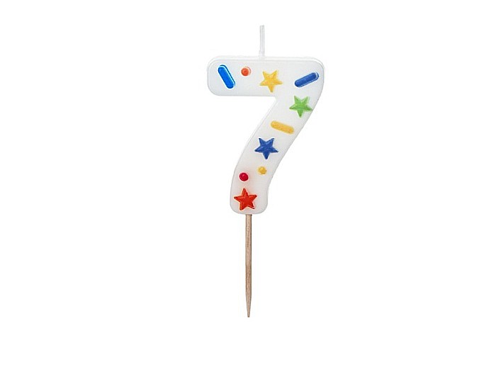 PD LUMANARI TORT Number 7, white confetti, 5.5cm SCU11-7 [1]