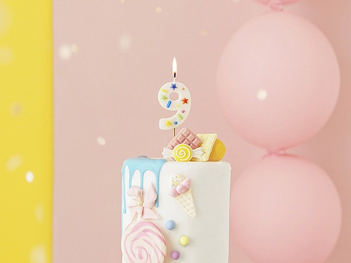 PD LUMANARI TORT Number 9, white confetti, 5.5cm SCU11-9 [2]