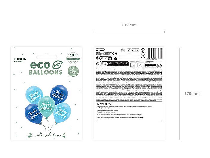 PD BALOANE Eco Balloons 26cm, Happy Birthday, blue 5/set ECO26P-201-001-5 [2]