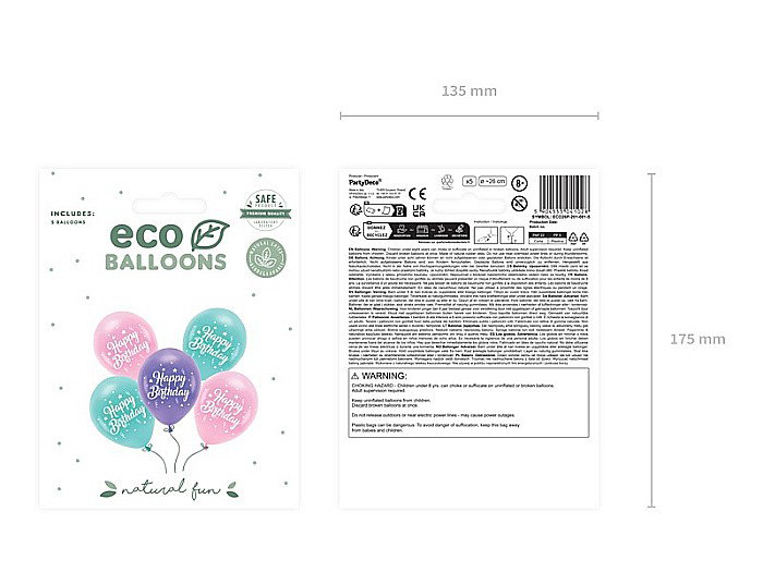 PD BALOANE Eco Balloons 26cm, Happy Birthday, pink 5/set ECO26P-201-081-5 [2]