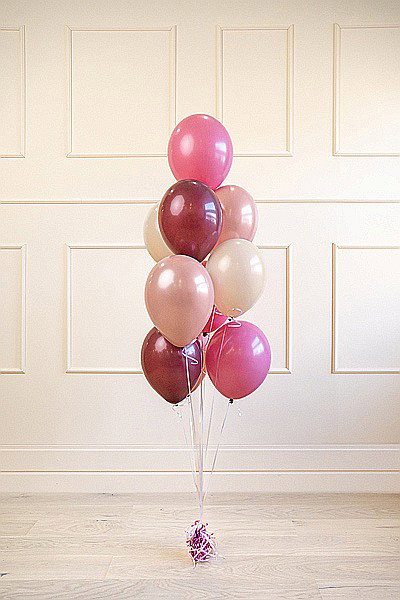 PD BALOANE Latex balloons set, 27-30cm, metallic rose gold, pastel prune-pink, mix 10/set ZBL2 [2]