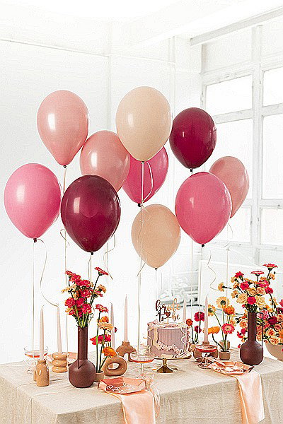 PD BALOANE Latex balloons set, 27-30cm, metallic rose gold, pastel prune-pink, mix 10/set ZBL2 [3]