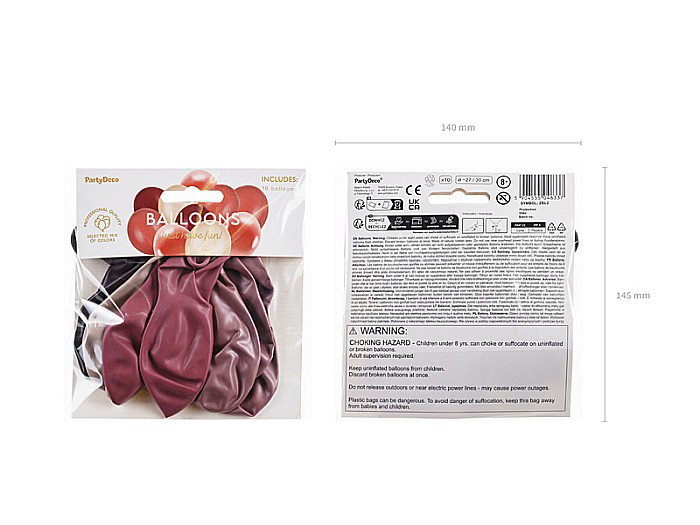 PD BALOANE Latex balloons set, 27-30cm, metallic rose gold, pastel prune-pink, mix 10/set ZBL2 [4]
