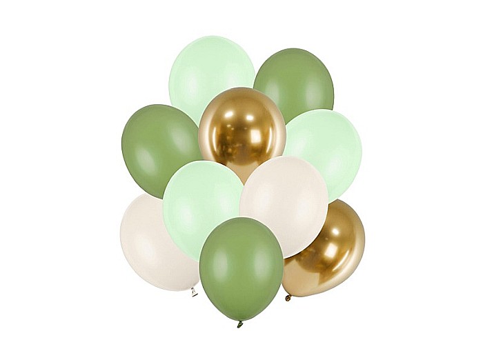 PD BALOANE Latex balloons set, 27-30cm, pistachio, pastel rosemary green, gold mix 10/set ZBL4 [1]