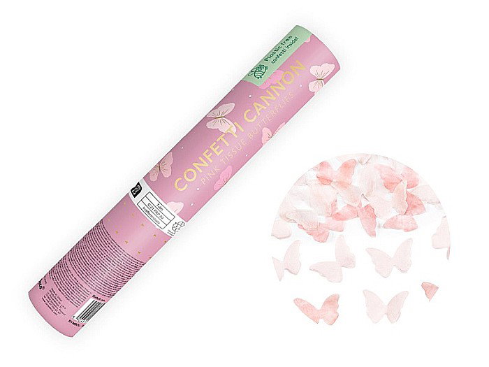 PD CONFETTI CANNON Pink butterfly, tube shooter, 20cm TUKBT20-081 [1]