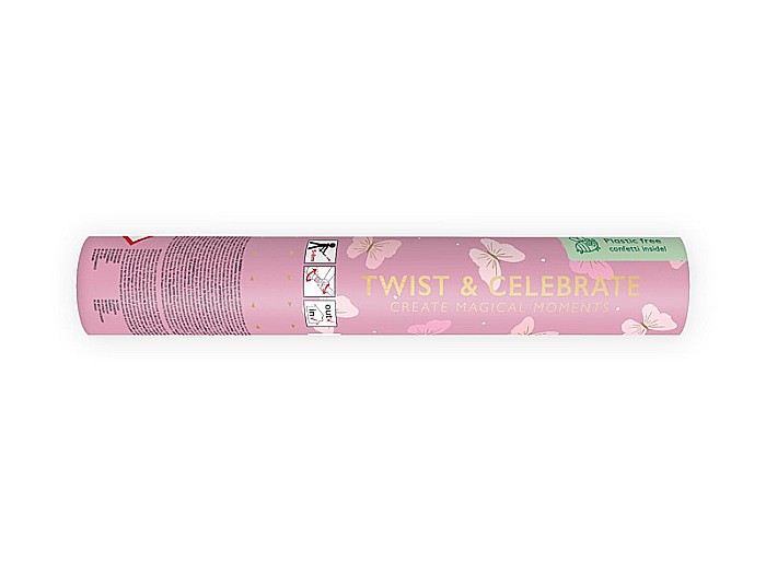 PD CONFETTI CANNON Pink butterfly, tube shooter, 20cm TUKBT20-081 [2]