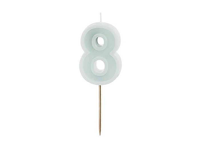 PD LUMANARI TORT Number 8 , light mint, 6cm SCU14-8-103J [1]