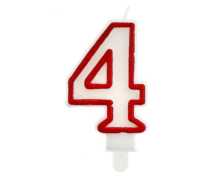 GOD LUMANARI TORT Number 4, red outline, 7cm PF-SCC/4 [1]