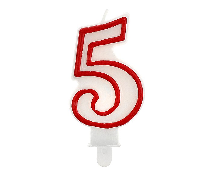 GOD LUMANARI TORT Number 5, red outline, 7cm PF-SCC/5 [1]