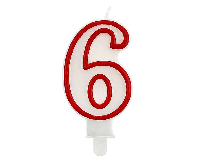 GOD LUMANARI TORT Number 6, red outline, 7cm PF-SCC/6 [1]