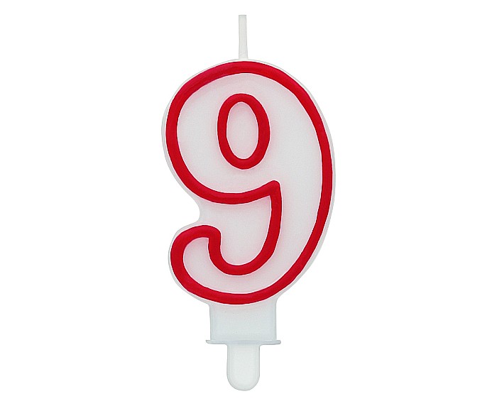 GOD LUMANARI TORT Number 9, red outline, 7cm PF-SCC/9 [1]