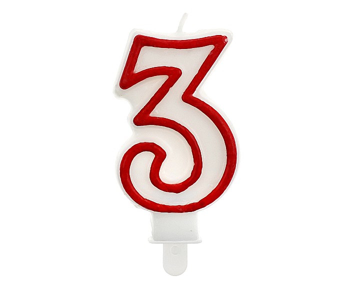 GOD LUMANARI TORT Number 3, red outline, 7cm PF-SCC/3 [1]