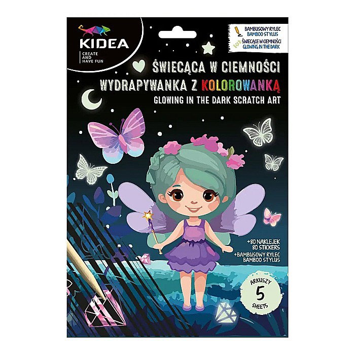 DE CARTE DE COLORAT SCRATCH ART BOOK 5 COLI + STICKERE MAGIC GLOW IN THE DARK KIDEA SCWKMKA [6]