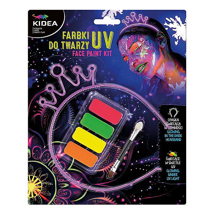 DE SET PICTURA PE FATA UV GLOW 4 CULORI/SET + APLICATOR KIDEA FDTUVOSKA [1]