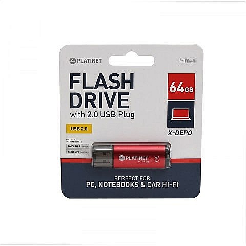 TEC FLASH USB 2.0 PLATINET 64GB RED PMFE64R/43612 [1]