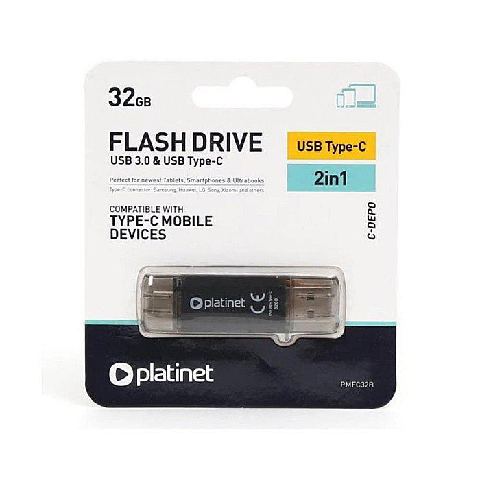 TEC FLASH USB 3.0 + TYPE C PLATTINET 2IN1 32GB PMCF32B [1]