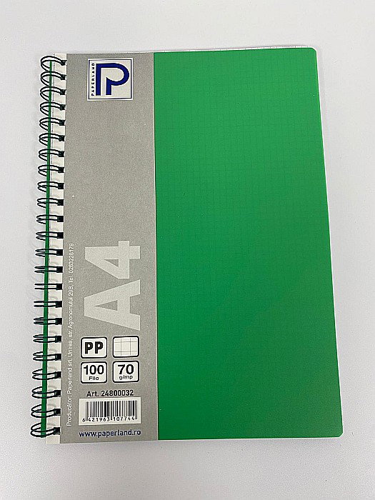 CAIET A4 100F 70g PATRATELE COPERTA PLASTIC SPIRA 24800032 [3]