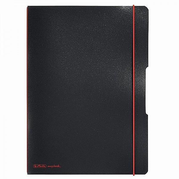 HE CAIET A4 2x40F LINII/PATRATELE 2/SET MY.BOOK FLEX, NEGRU LOGO ROSU, HERLITZ 9468900 [1]