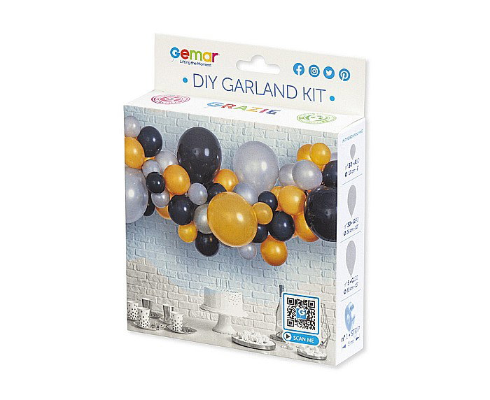 GOD GHIRLANDA DIN BALOANE GEMAR DIY Silver- Gold- Black, 2m, 65/set 031379 [4]