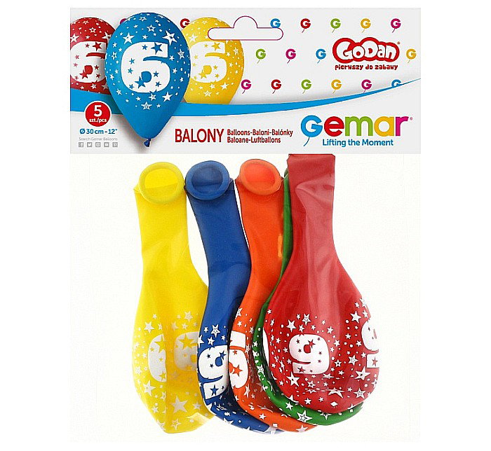 GOD BALOANE LATEX DIGIT PRINT 6 30CM PASTEL MIX 5/SET GS110/6 [2]