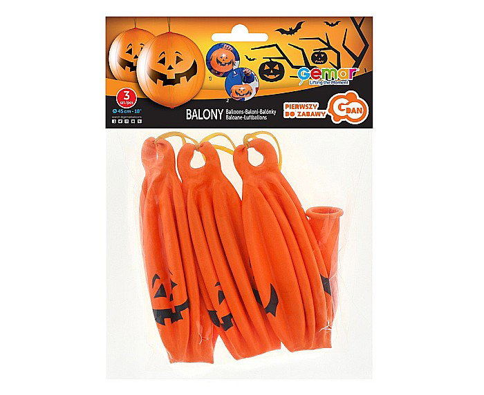 GOD BALOANE Premium balloons, Halloween Pumpkin, ball shape with rubber band 45cm 3/set GB/PG17 [3]