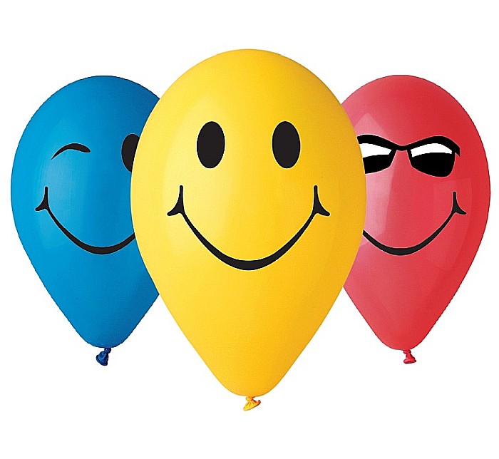 GOD BALON LATEX GEMAR Balloon Premium 3 Smileys, 30cm, 5/set GS110/PS3M [1]