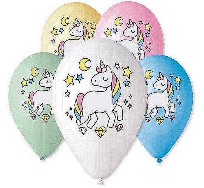 GOD BALOANE Premium Balloons, 30cm, Unicorn-magic night, multicolour print 5/set GS110/P661 [1]