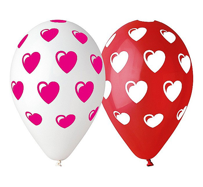 GOD BALOANE Premium Balloons, 30cm, Hearts, red and white 5/set GS110/P198 [1]