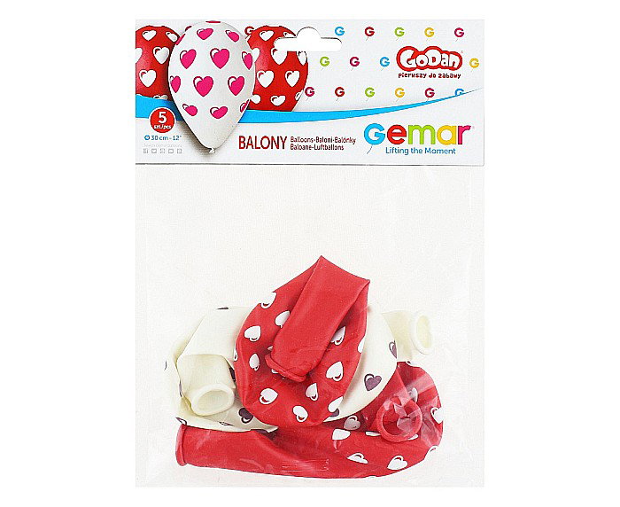 GOD BALOANE Premium Balloons, 30cm, Hearts, red and white 5/set GS110/P198 [2]