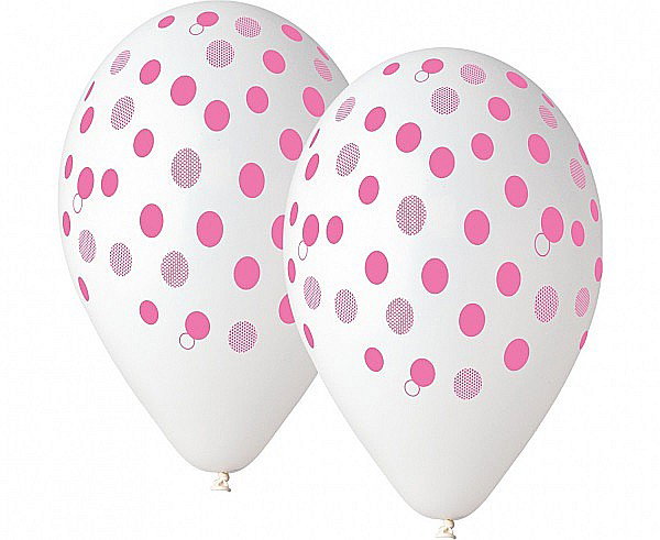GOD BALOANE LATEX GEMAR Dots, 30cm, pink transparent, 5/set GS110/GKIR [1]