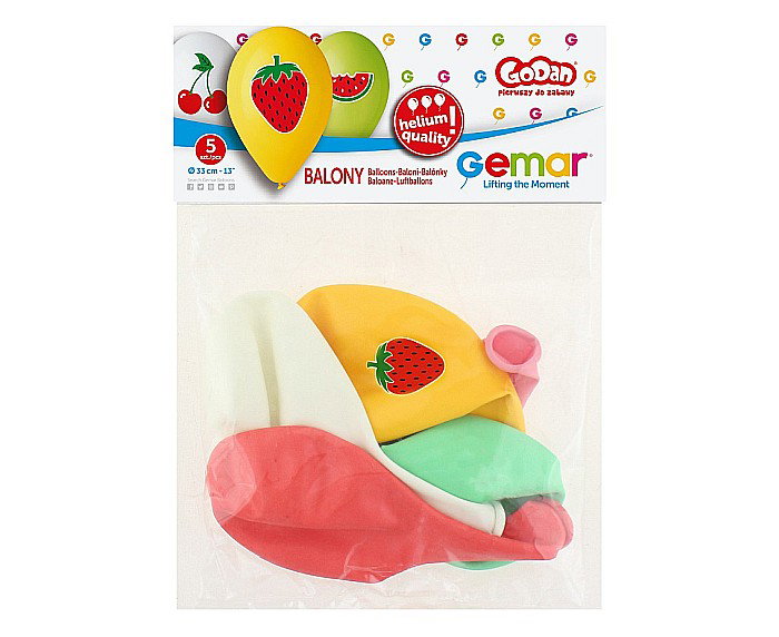 GOD BALOANE Premium helium balloons 'Fruits", 33cm, mix 5/set GS120/75X [2]