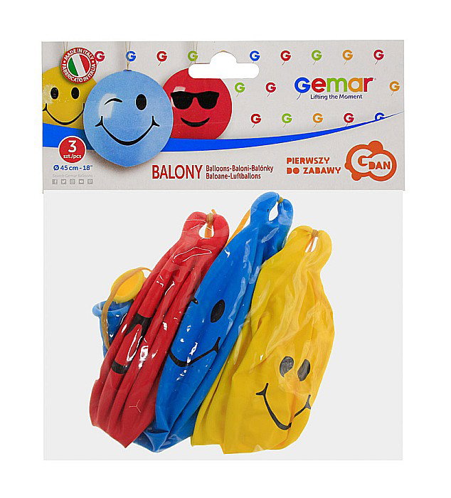 GOD BALOANE Premium punch balloons Smilies, with rubber, 46cm, 3/set GB/PG47 [2]
