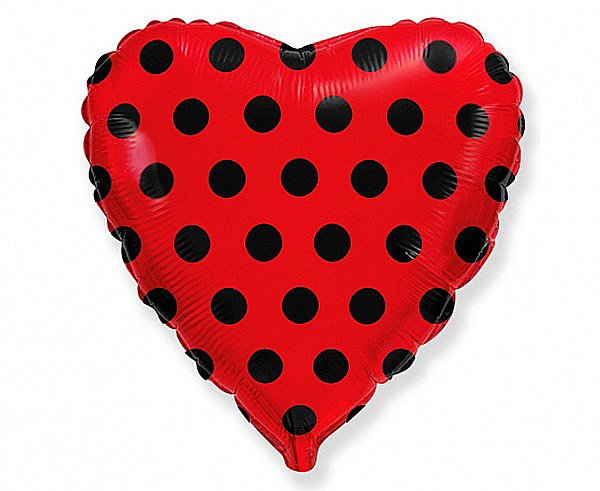 GOD BALON FOLIE ALUMINIU Heart, 46cm, red in black dots 201709R [1]
