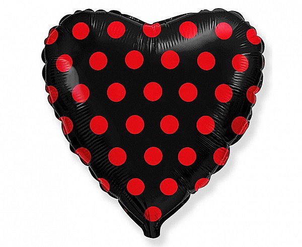 GOD BALON FOLIE ALUMINIU Heart, 46cm, black in red dots 201709N [1]