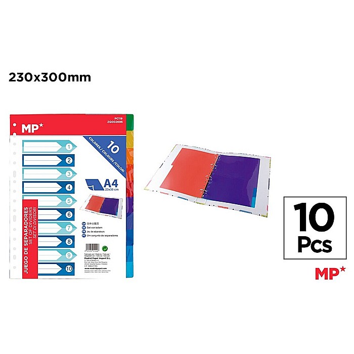 SEPARATOARE INDEX PLASTIC IPB A4, 1-10, 10 CULORI/SET PC119 [1]