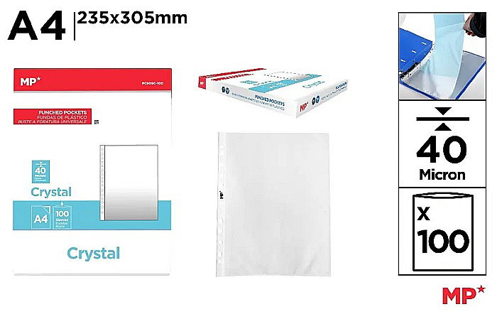 FOLIE PROTECTIE IPB A4 40 MIC CRISTAL 100/SET PC909C-100 [1]