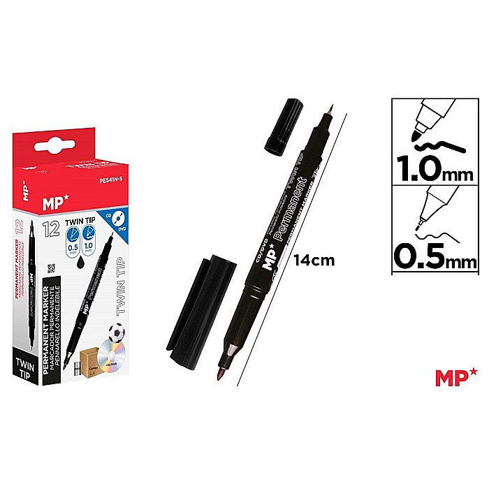 MARKER PERMANENT IPB 2 CAPETE 1.0MM - 0.5MM NEGRU PE541N-S [1]