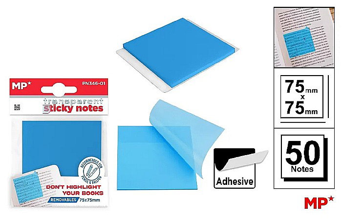 POST IT ADEZIV TRANSLUCID IPB 75*75MM ALBASTRU 50/SET PN346-01 [1]
