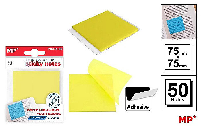 POST IT ADEZIV TRANSLUCID IPB 75*75MM GALBEN 50/SET PN346-02 [1]