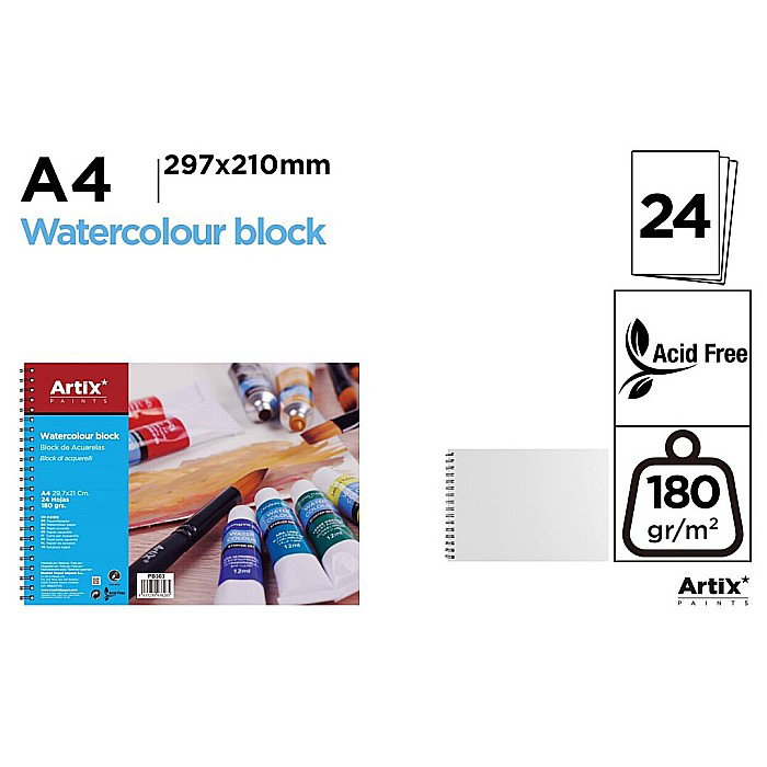 BLOC DESEN ACUARELA IPB A4 ARTIX SPIRA 24 COLI 180GR/M2 PB303 [1]