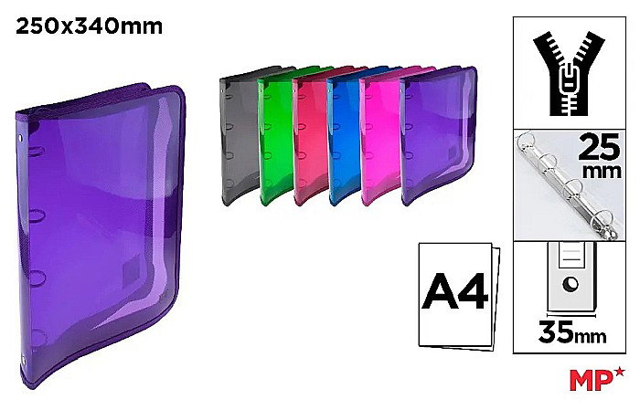 MAPA PLASTIC TRANSPARENTA IPB A4 4 INELE INCHIDERE CU FERMOAR CULORI ASORTATE PC165 [1]